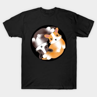 Kawaii Aesthetic Yin Yang Corgi Balance Symbol T-Shirt